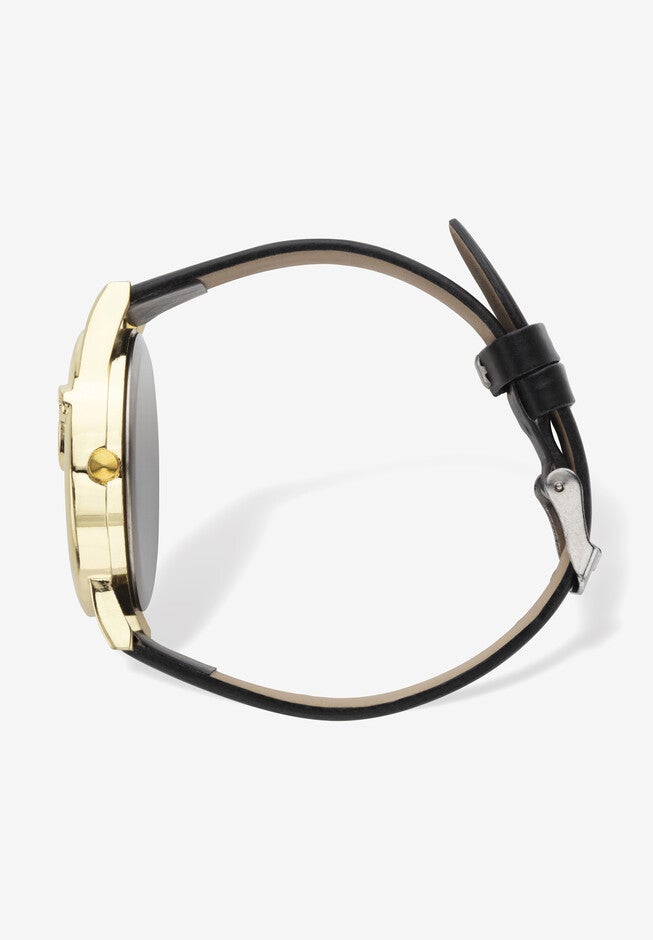 Cat Watch Gold Tone With Adjustable Black Strap 8 inches Length, , on-hover image number 1