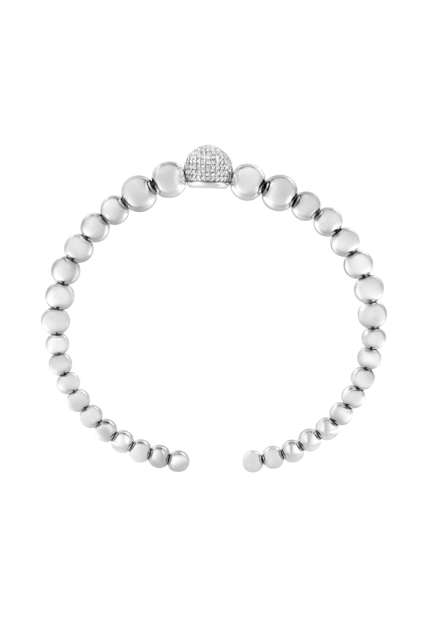 Sterling Silver 1/6 Cttw Diamond Rondelle Graduated Ball Bead Cuff Bangle Bracelet, , alternate image number 3