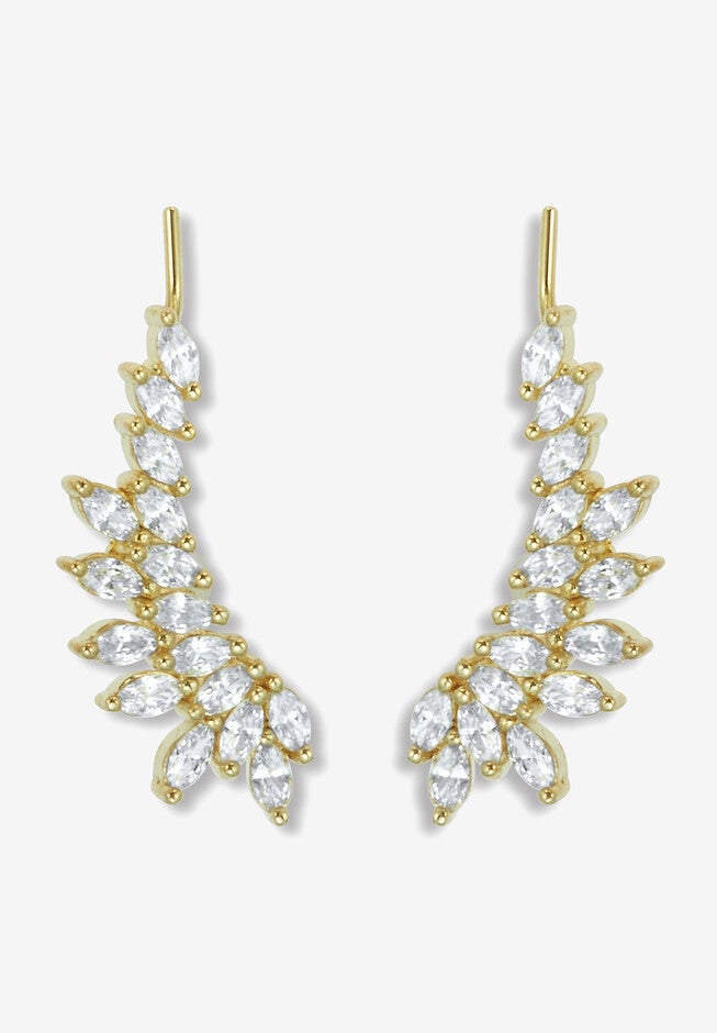 3.20 Tcw Marquise Cubic Zirconia 18K Yellow Gold-Plated Ear Pin Earrings, GOLD, hi-res image number null