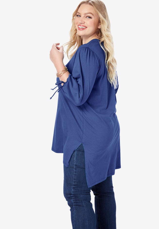 Tie-Sleeve Ultimate Tunic with High-Low Hem, , alternate image number 5