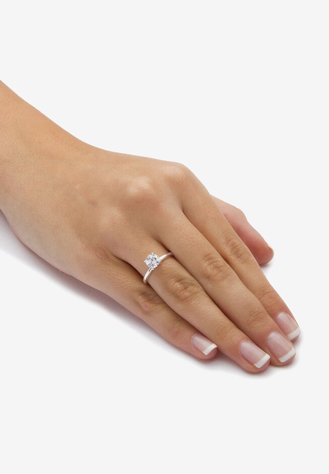 1.48 Cttw. Cubic Zirconia Sterling Silver 2-Pc. Solitaire Vine Bridal Ring Set, , alternate image number 3