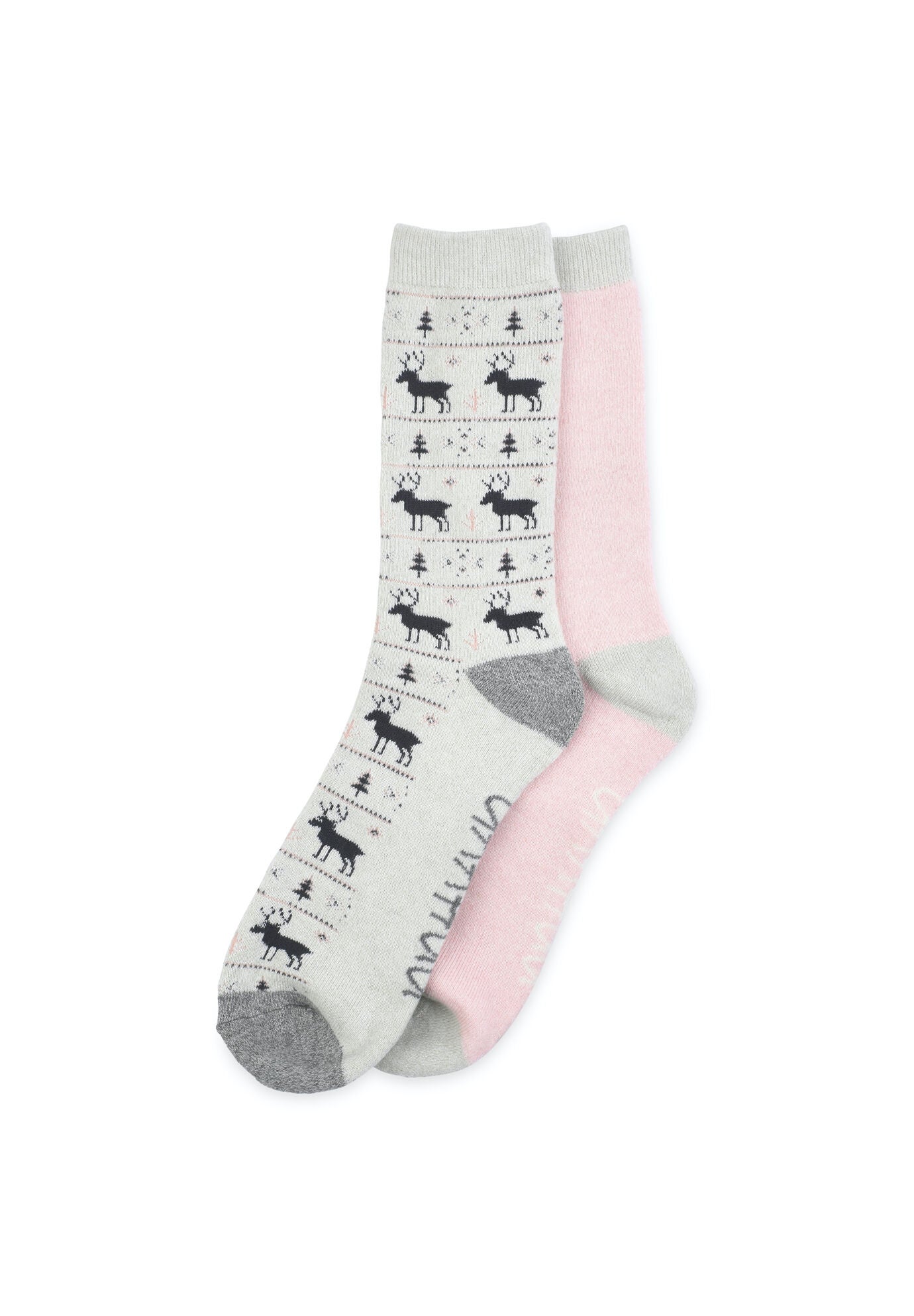 2 Pack Super Soft Midweight Cushioned Thermal Socks, NATURAL MOOSE FAIRISLE, hi-res image number 0