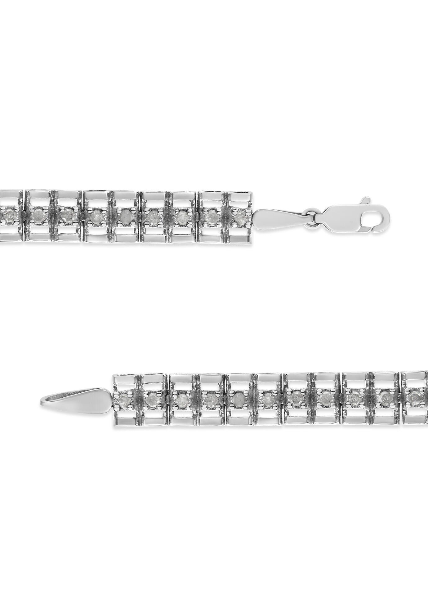 Sterling Silver 1.0 Cttw Diamond Double Link Tennis Bracelet, , alternate image number 3