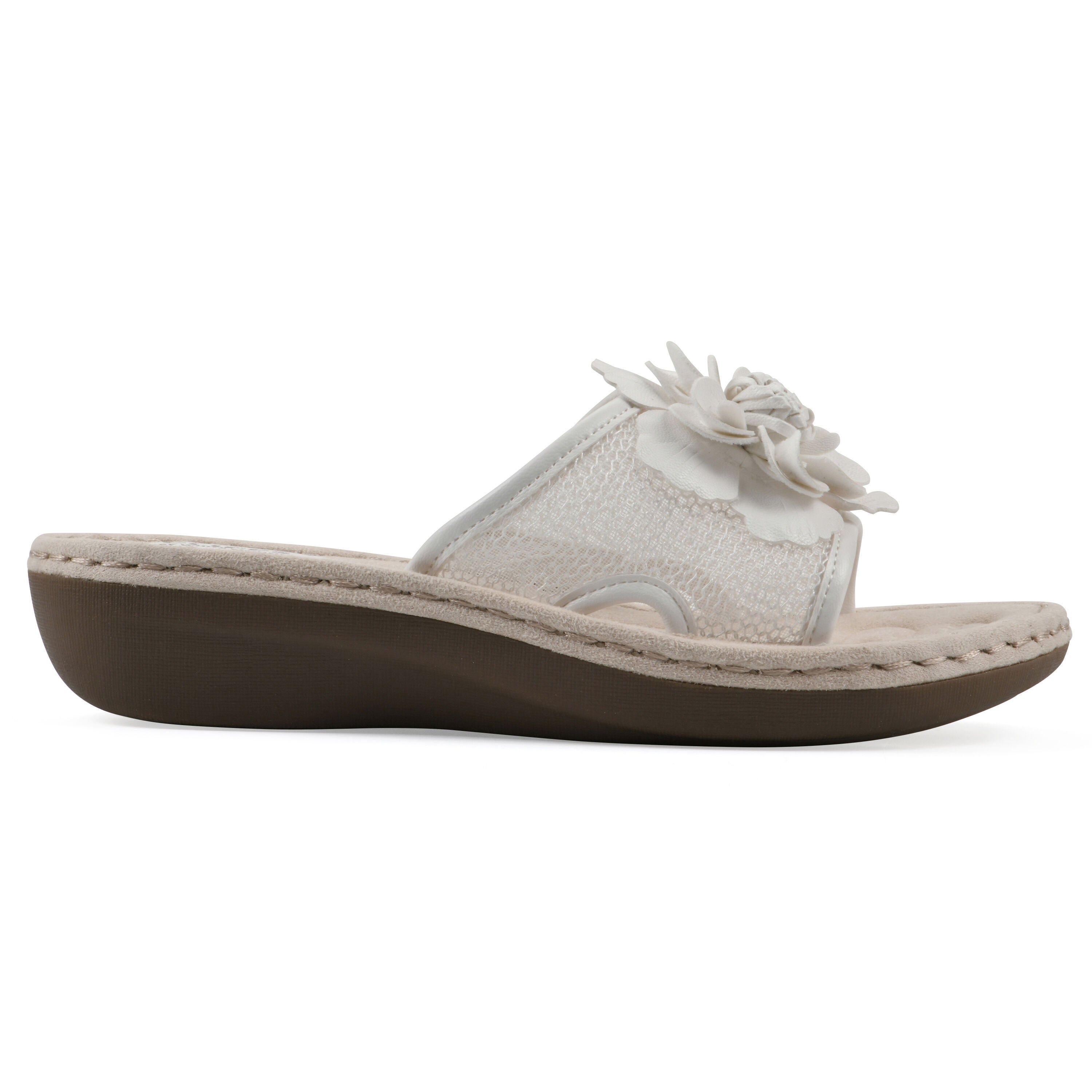 Chill Wedge Slide Sandal, WHITE FABRIC, alternate image number 2