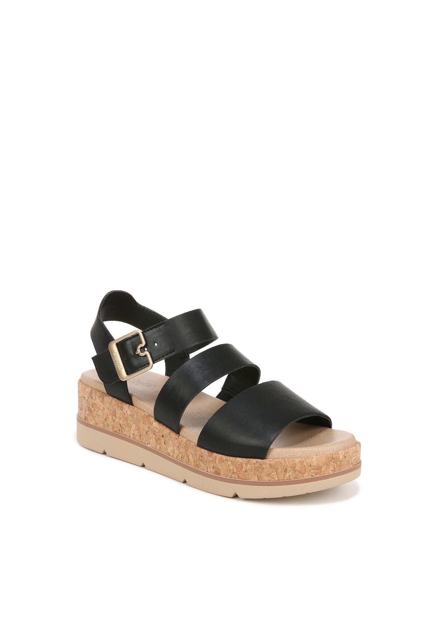 Once Twice Platform Sandal, BLACK FAUX LEATHER, hi-res image number 0