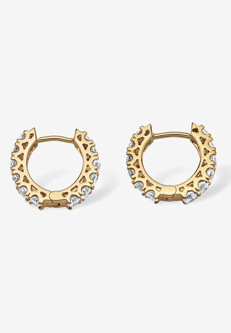 Yellow Gold-Plated Huggie Hoop Earrings, , on-hover image number null