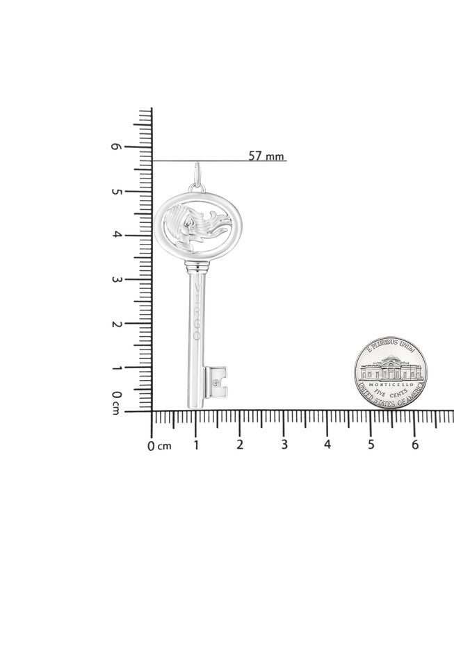 Sterling Silver Diamond Accent Virgo Zodiac Key Pendant Necklace, , alternate image number 8