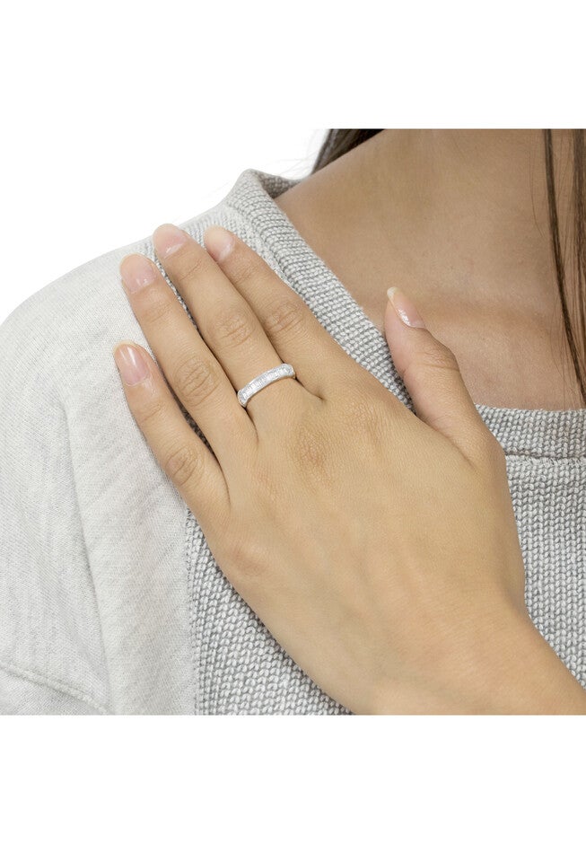 Sterling Silver Baguette Cut Diamond Channel Set Wedding Ring, , alternate image number null
