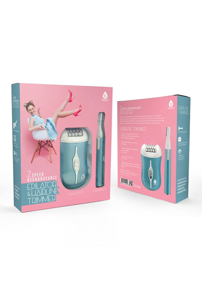 Rechargeable Epilator And Bikini Trimmer Combo Pack, , on-hover image number 1