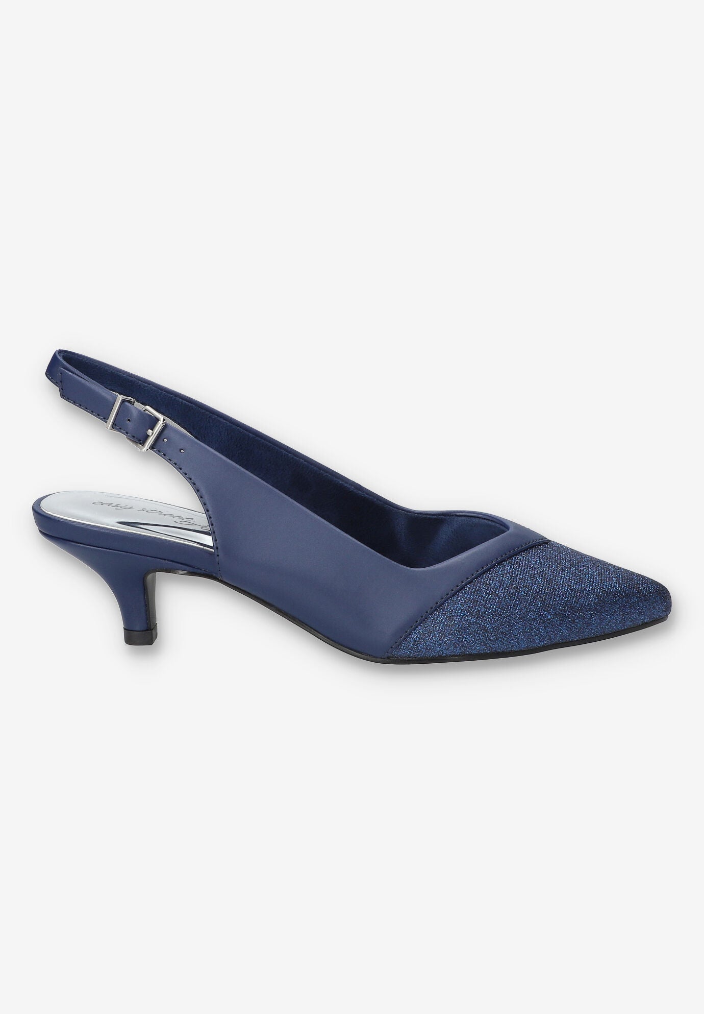 Vivid Slingback Pump, NAVY SATIN GLITTER, alternate image number 2