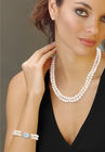 Pearl 3-Piece Earring, Double Strand Necklace And Bracelet Set In Sterling Silver 18", , alternate image number null