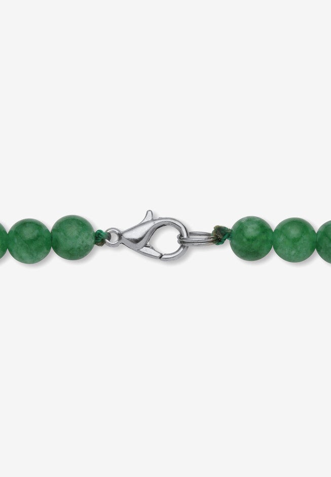 Graduated Round Genuine Green Jade Necklace 18 inches Jewelry, , on-hover image number null