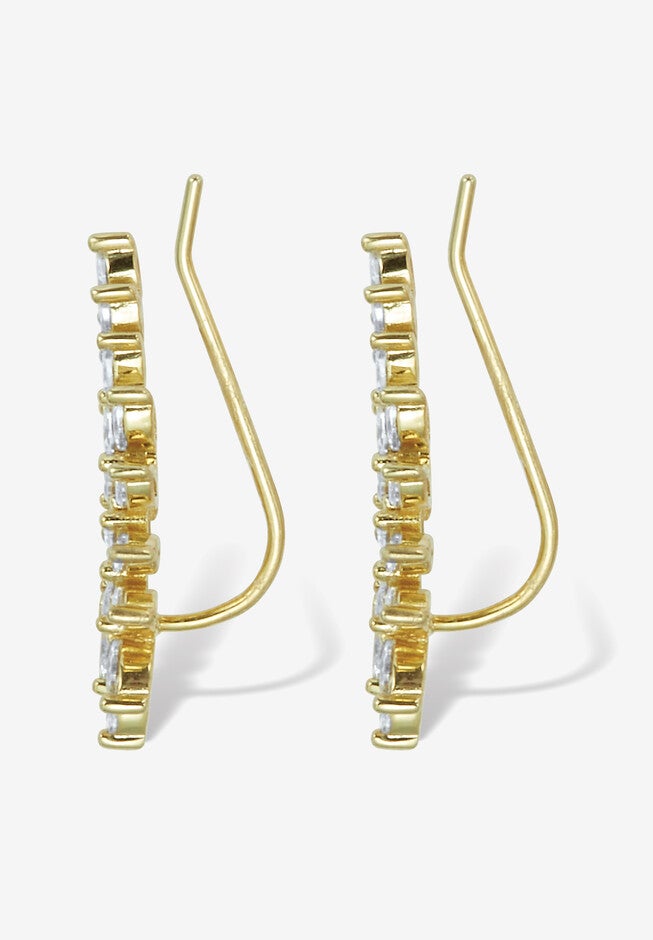 3.20 Tcw Marquise Cubic Zirconia 18K Yellow Gold-Plated Ear Pin Earrings, , on-hover image number null