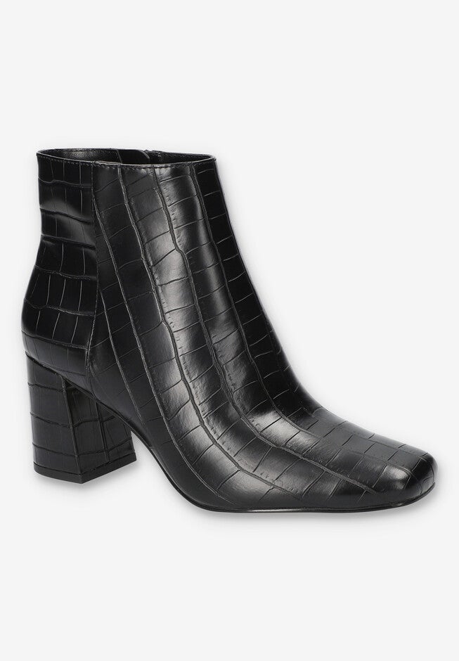 Wilma Square Toe Ankle Boot, BLACK CROCO, hi-res image number 0