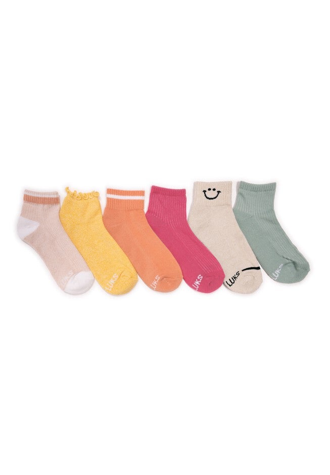 Women'S 6 Pack Dream Step Mini Crew Socks, PINK SUNRISE, hi-res image number null