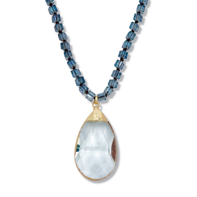 Crystal Pendant Beaded Goldtone Drop Necklace 32-inch, GRAY, hi-res image number null