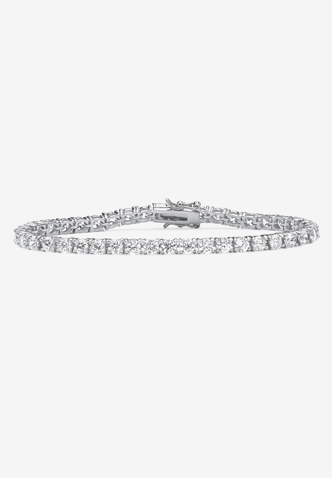 10.75 Tcw Round Cubic Zirconia Platinum-Plated Tennis Bracelet 7.5 inches, CUBIC ZIRCONIA, hi-res image number 0