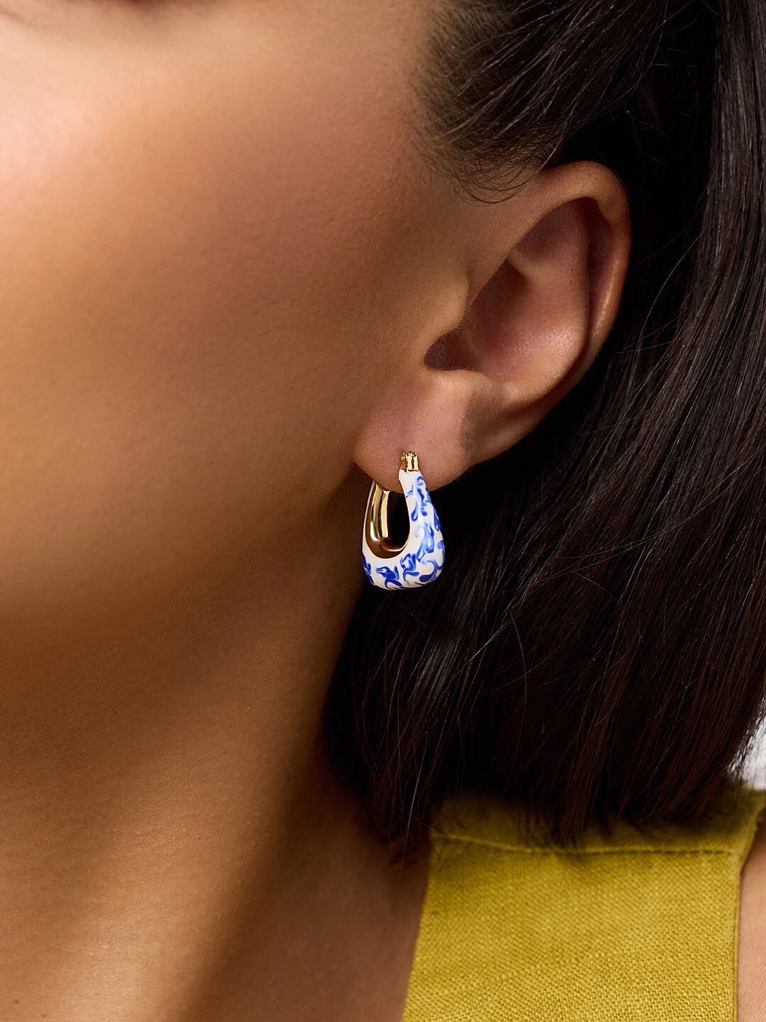 Statement Earrings - Dakota Marble Blue, GOLD, alternate image number 2