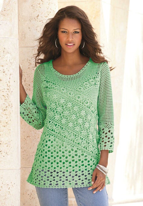 Floral Crochet Sweater, , alternate image number null