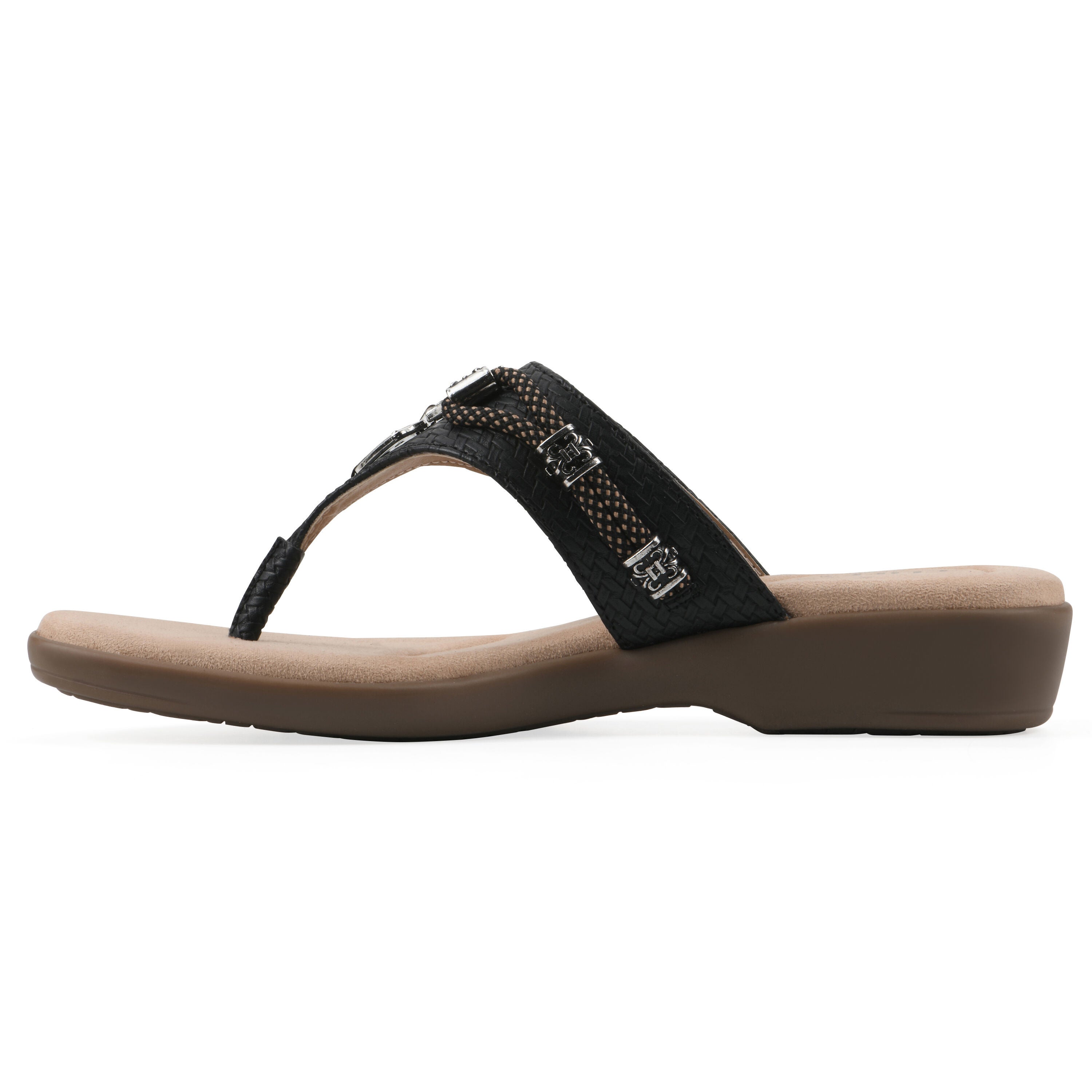 Bainah Thong Sandal, BLACK WOVEN, alternate image number 3