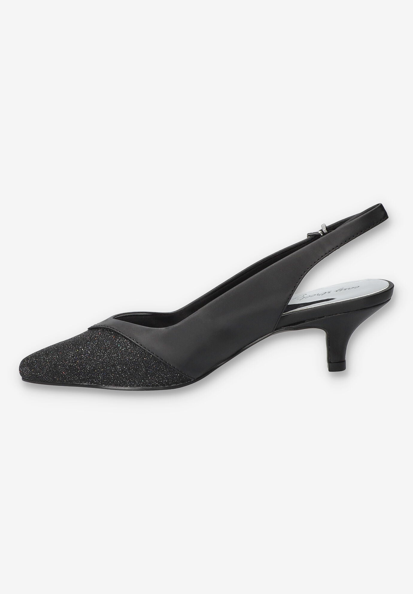 Vivid Slingback Pump, BLACK SATIN, alternate image number 4