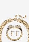 Gold Tone Leopard Collar Necklace, Earring and Bracelet Set, , on-hover image number null