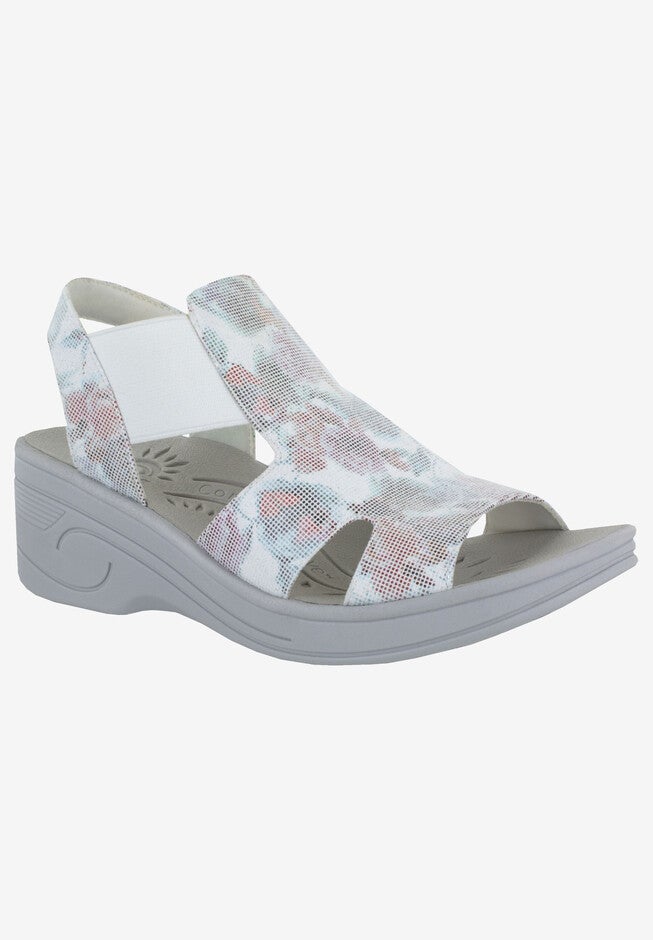 Bouncy Sandal by Easy Street®, WHITE FLORAL, hi-res image number null