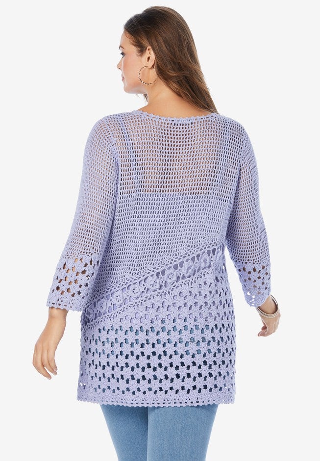 Floral Crochet Sweater, , on-hover image number 1