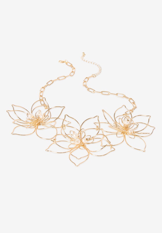 Wire Flower Necklace, , alternate image number null