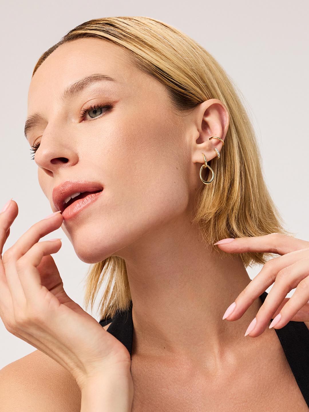 Sage Gold Drop Earrings, GOLD, alternate image number 1