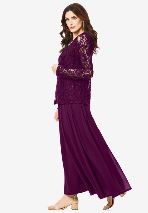 Beaded Lace Jacket Dress, , alternate image number null