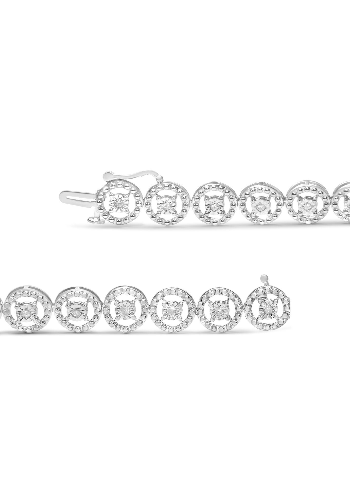 Sterling Silver Diamond Nested Circle Miracle Set Open Wheel Fashion Link Bracelet, , alternate image number 2