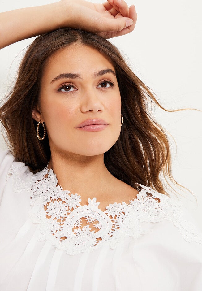 Lace La Vie Poplin Top, , alternate image number null