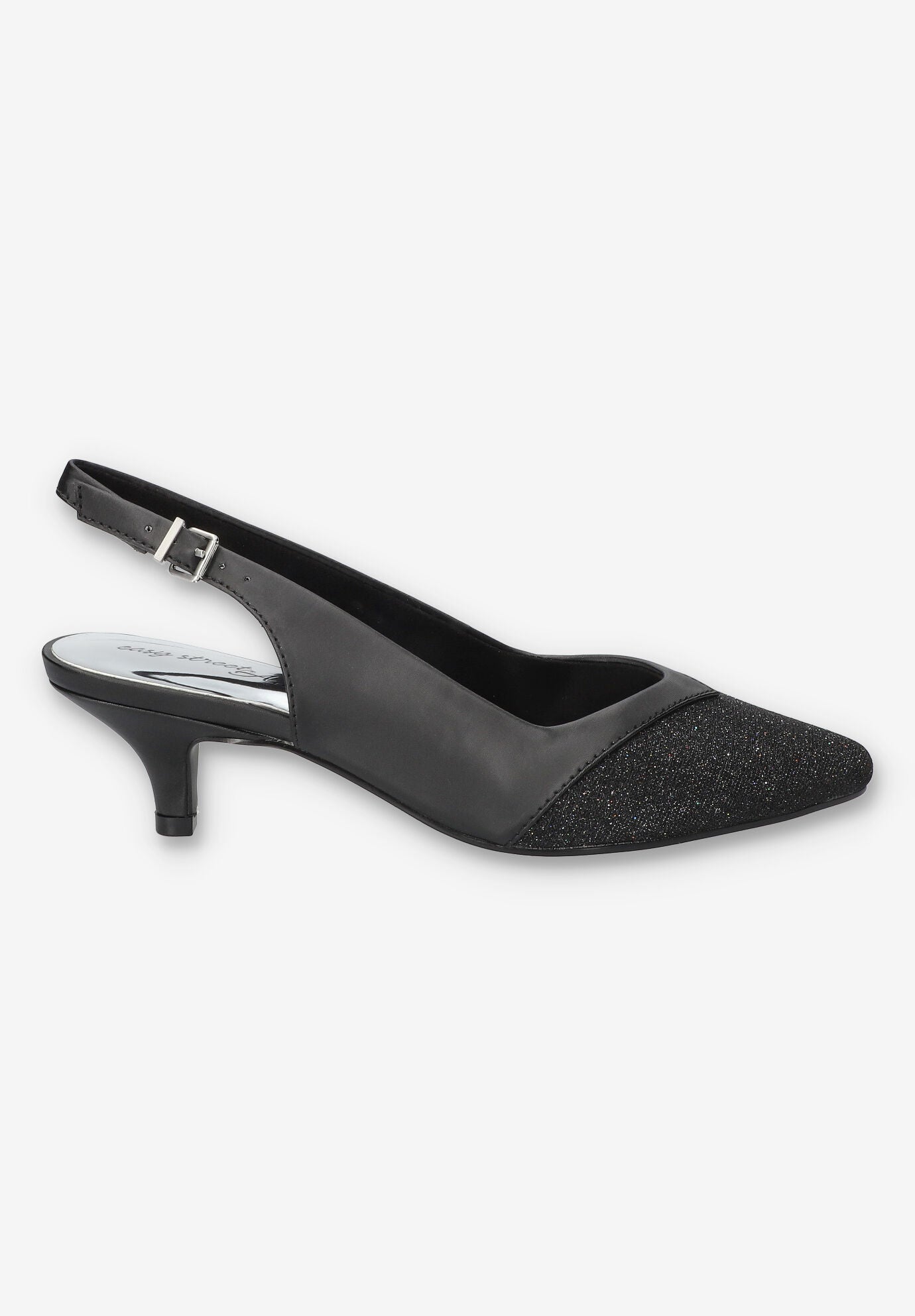 Vivid Slingback Pump, BLACK SATIN, alternate image number 2