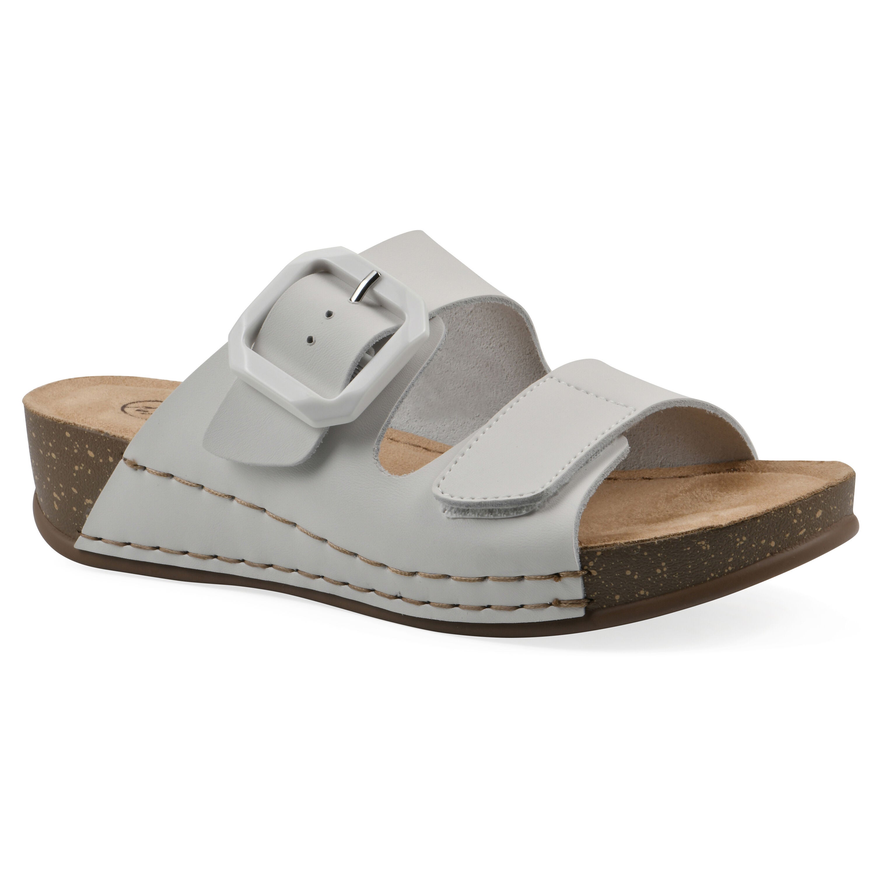 Fearful Slip On Wedge, WHITE LEATHER, hi-res image number 0