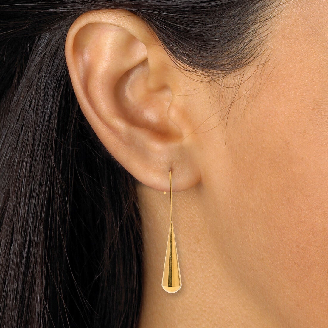 Yellow Gold Ion-Plated Stainless Steel Hoop Earrings, 3-Pair Set, GOLD, alternate image number 2