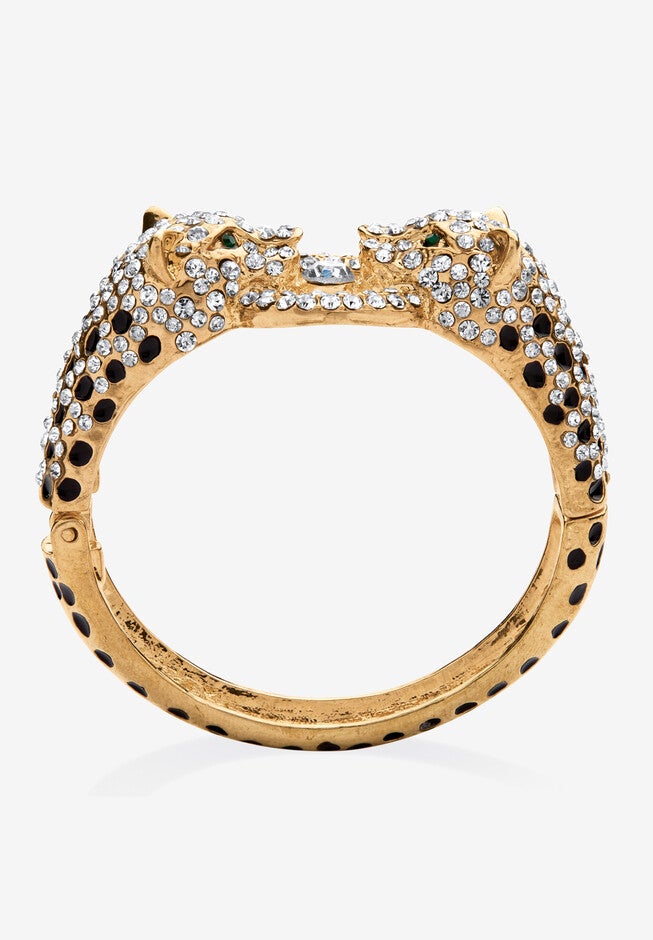 Gold Tone Leopard Collar Necklace, Earring and Bracelet Set, , alternate image number 6