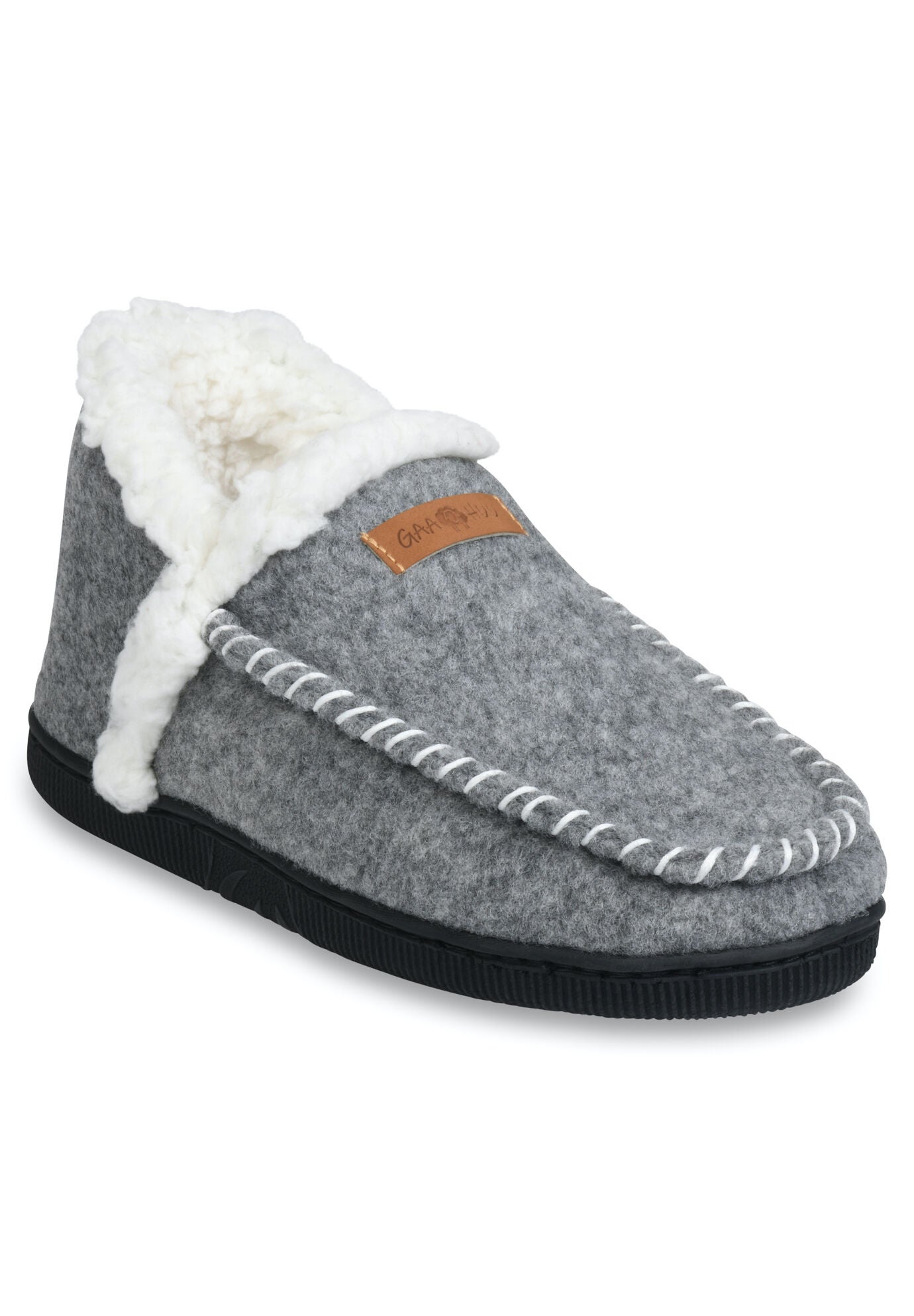 Faux Wool Ankle Slipper Boot Slippers, GREY, hi-res image number 0