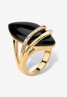 18K Gold Black Onyx & Cubic Zirconia Ring, GOLD, hi-res image number 0