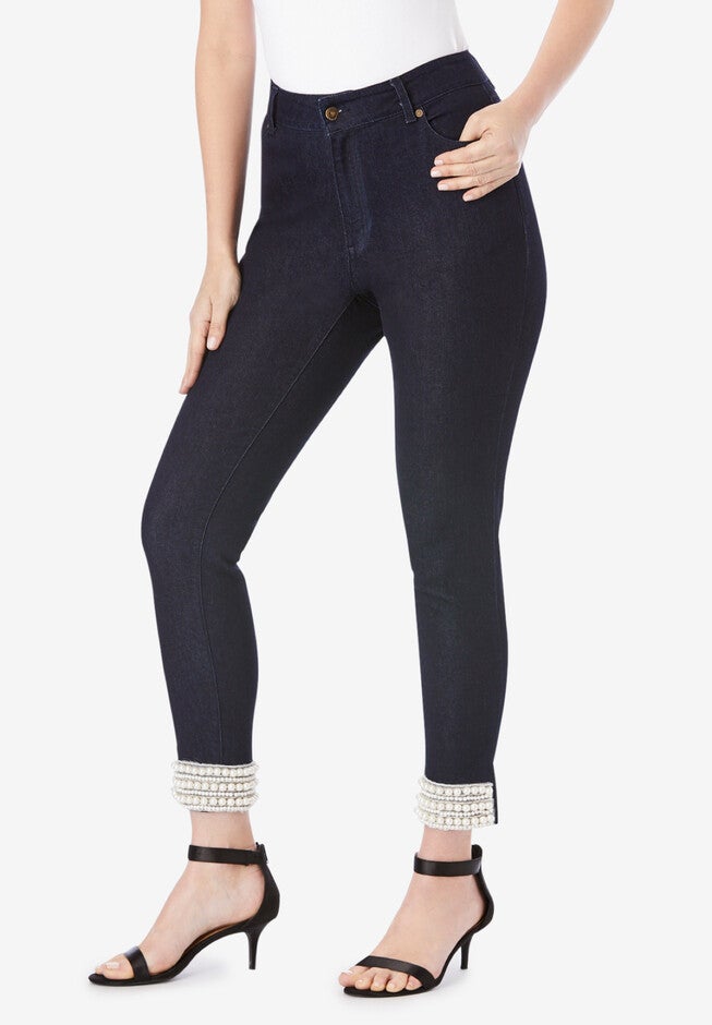 Pearl Cuff Skinny Jean, MULTI BEADING PEARL, hi-res image number null