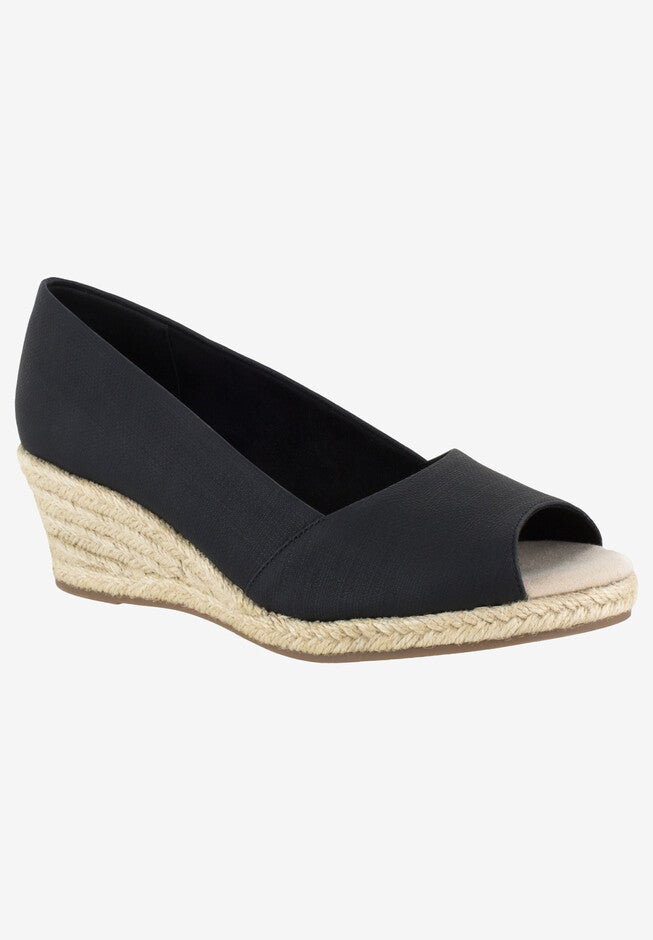 Monique Wedge by Easy Street®, BLACK LINEN, hi-res image number null