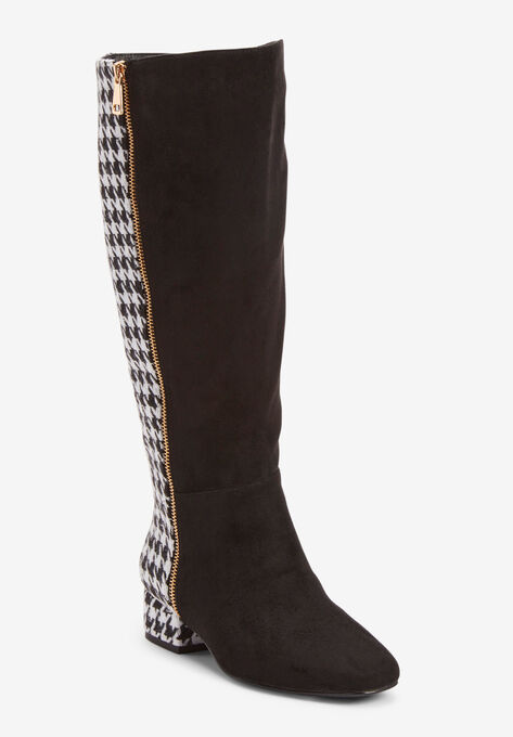 The Emerald Wide Calf Boot, HOUNDSTOOTH, hi-res image number null