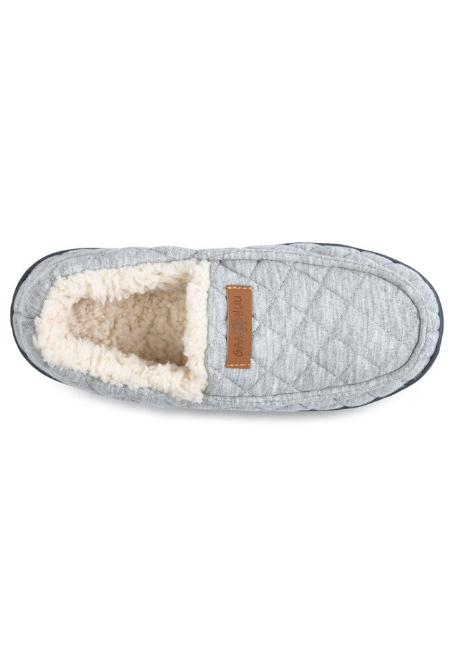 Quilted Jersey Mocassin Slipper Slippers, , alternate image number null