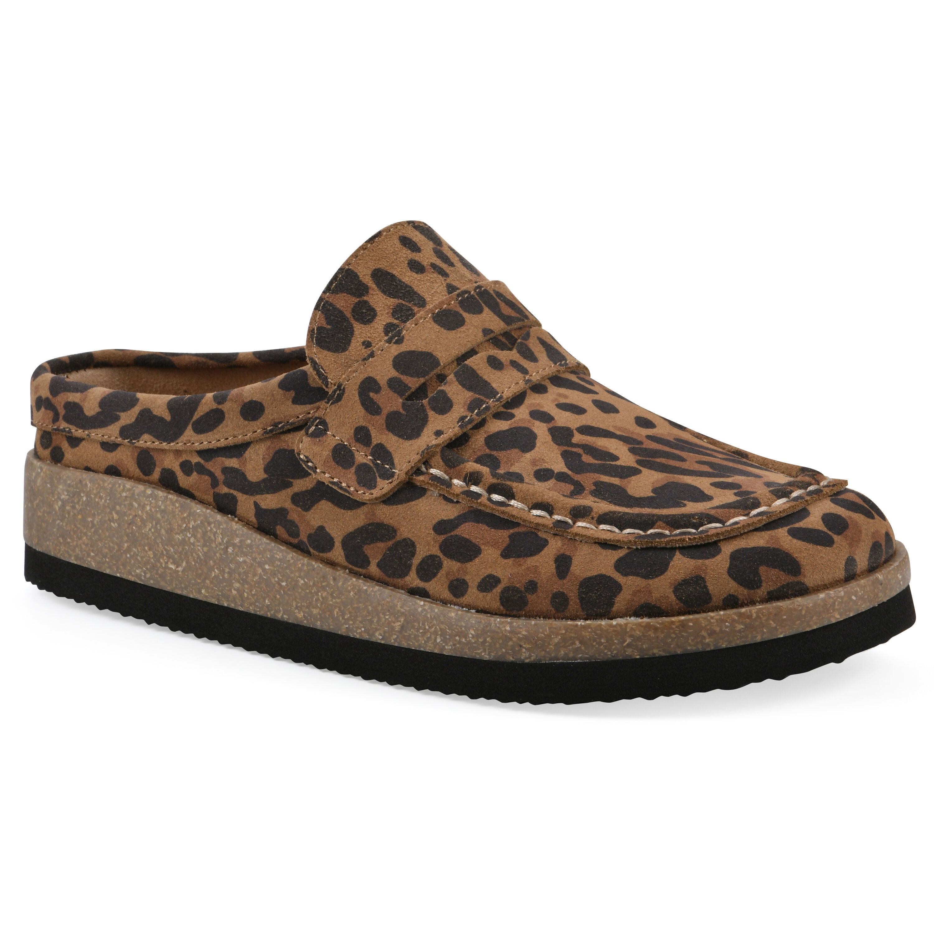 Brinlee Footbeds Clog, BROWN LEOPARD SUEDE, hi-res image number 0