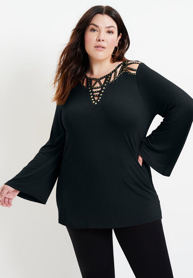 Embellished Cutout Top, , alternate image number null