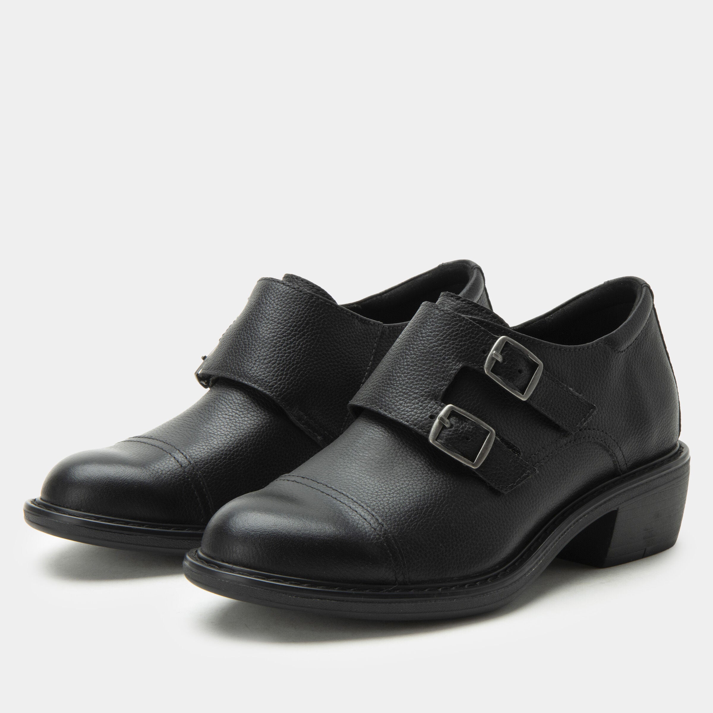 Mave Oxford Loafer Double Buckle Shoe, BLACK, hi-res image number 0