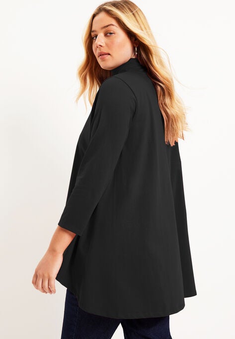 Three-Quarter Sleeve Mock-Neck Tunic, , alternate image number null