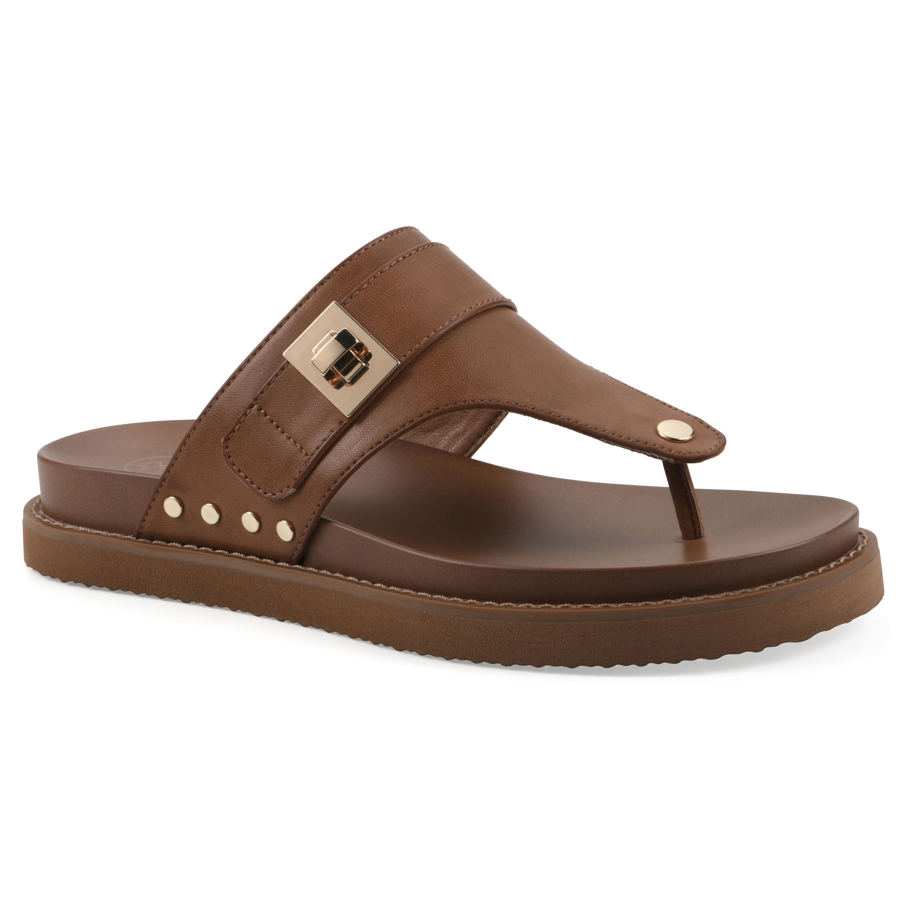 Malabar Thong Sandal, DARK TAN SMOOTH, hi-res image number 0