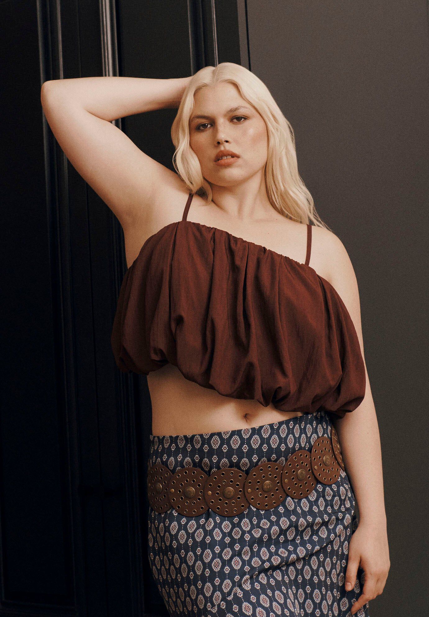 Satin Cropped Bubble Top
