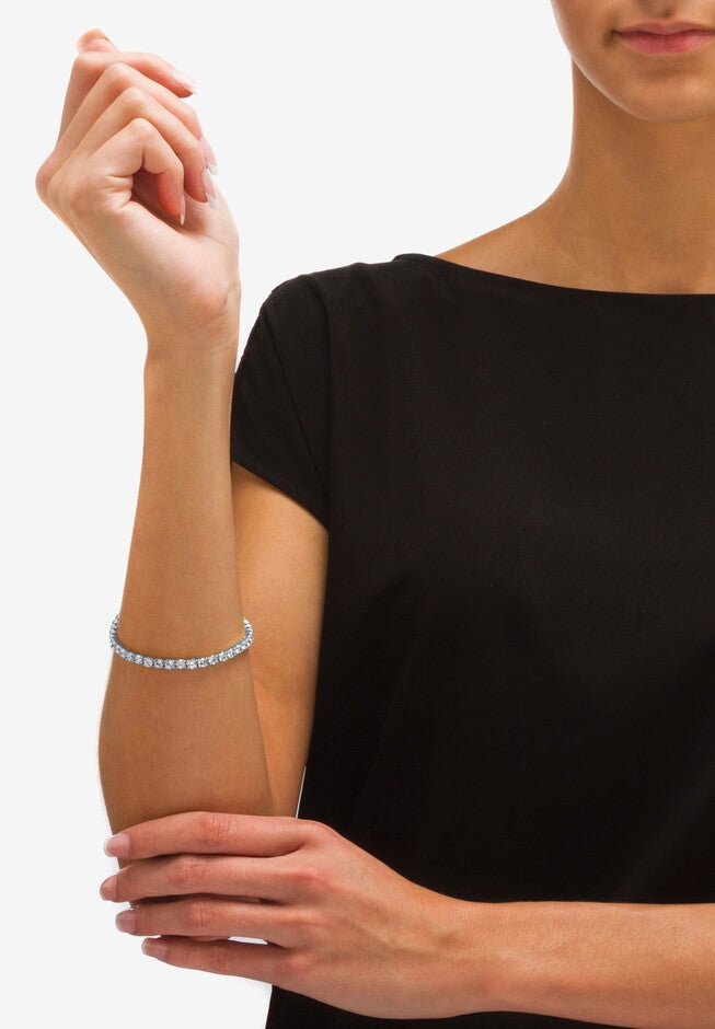 10.75 Tcw Round Cubic Zirconia Platinum-Plated Tennis Bracelet 7.5 inches, , alternate image number 2